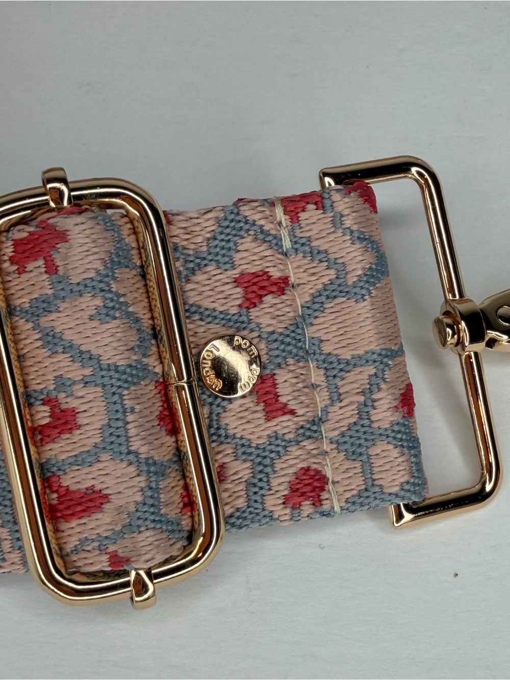 Pom Pom London Bag Strap Adjustable Pink Blue Leopard animal Print Gold Hardware - Picture 3 of 7